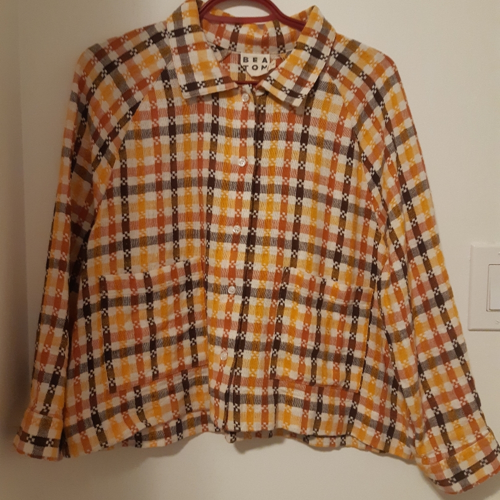 Beaton Linen Cropped Chore Coat Size Large